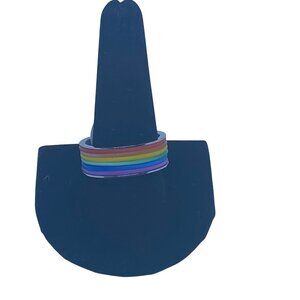 NYC Fashion LGBT Pride Flag 316L Stainless Steel Rainbow Ring Unisex LGBTQ Sz 13